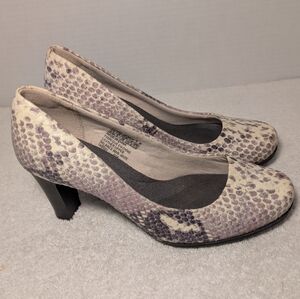 Rockport Comfort Sole Snake Print Chunky Heel Pumps Size 5.5